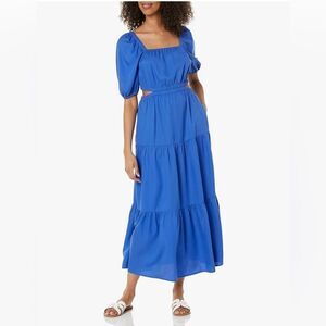 The Drop Anaya Maxi Dress | Square Neck, Cut-Out, Tiered, 3X, Dazzling Blue